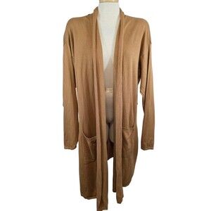 Jason Wu Sweater Womans 1X Tan  Duster Cardigan Pockets Casual Comfort Neutral